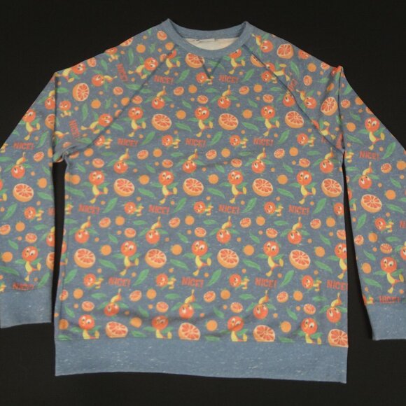 DISNEY PARKS ORANGE BIRD ALL OVER PRINT ORANGES XL LONG SLEEVE T-SHIRT K933 - Picture 1 of 7